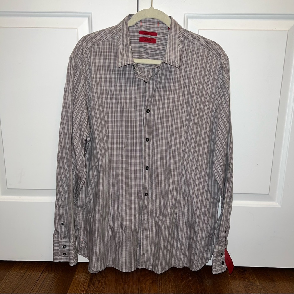Alfani Modern Fit Plaid Button Down